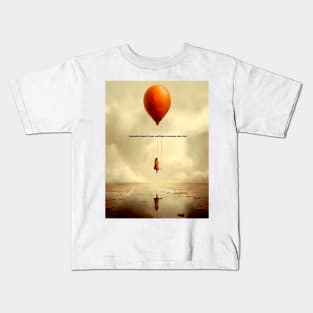 Girl on a Swing Attached to a Giant Floating Balloon No 1: Impossible doesn’t mean anything to someone who tries Kids T-Shirt